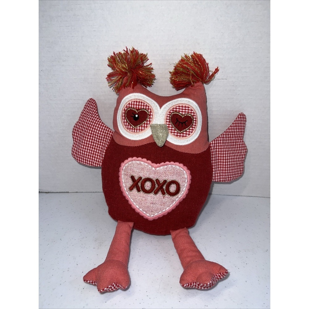 Pier 1 Imports Red Owl Plush Pillow 12" XOXO Stuffed Animal Toy Rare HTF